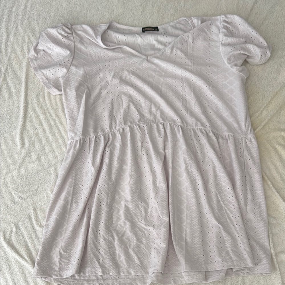 A New Day Cream Ruffled Peplum T-Shirt